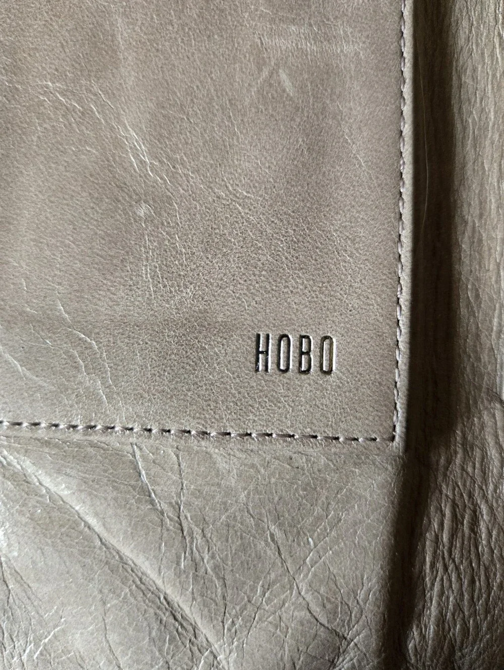 HOBO Lauren Vintage Leather Convertible Clutch Wallet Taupe Grey